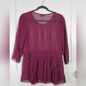 Theory Silk Ruffle Peplum Blouse S